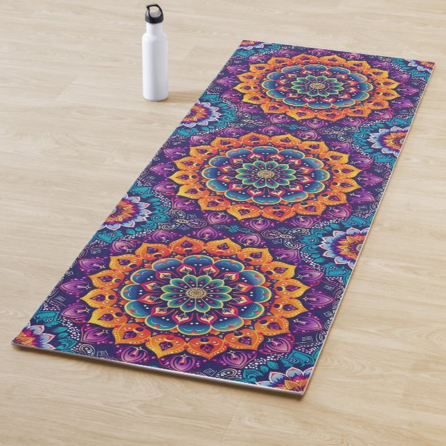Atemberaubendes indisches Mandala lila, orange, ro Yogamatte (Beispiel)
