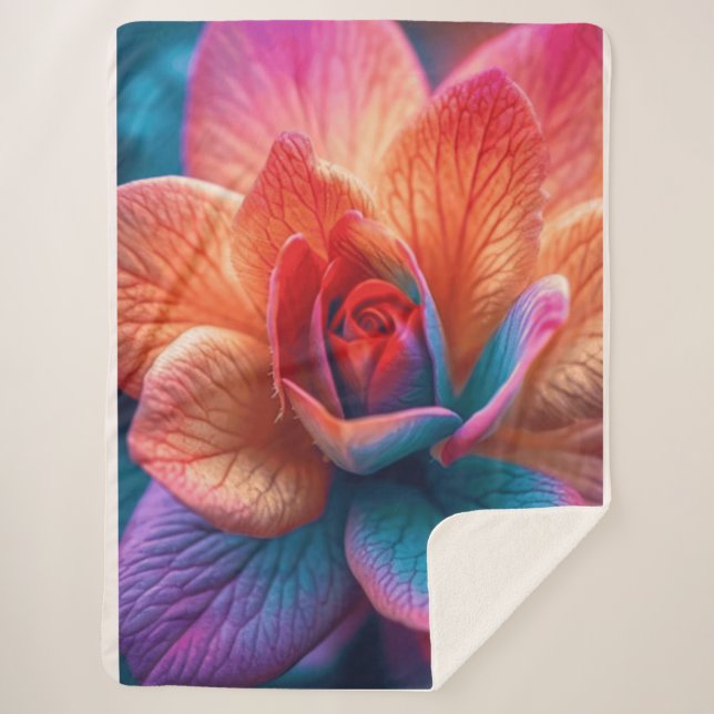 Atemberaubendes, lebendiges mehrfarbiges Blume-Des Sherpadecke (Vorderseite)