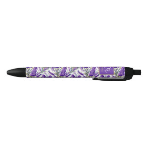 Atemberaubendes Lila Lavendermuster Monogrammiert Kugelschreiber