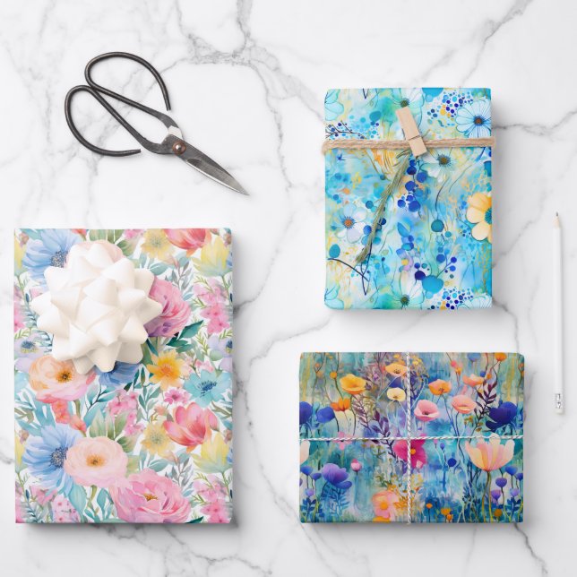 Atemberaubendes Multicolor-Muster Geschenkpapier Set (Vorderseite)