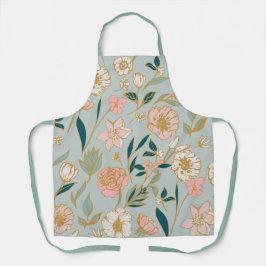Atemberaubendes Muster für grüne rosa Blume Schürze