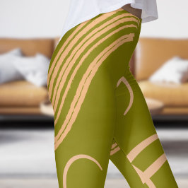 Atemberaubendes Olive Green Swirt Muster Leggings