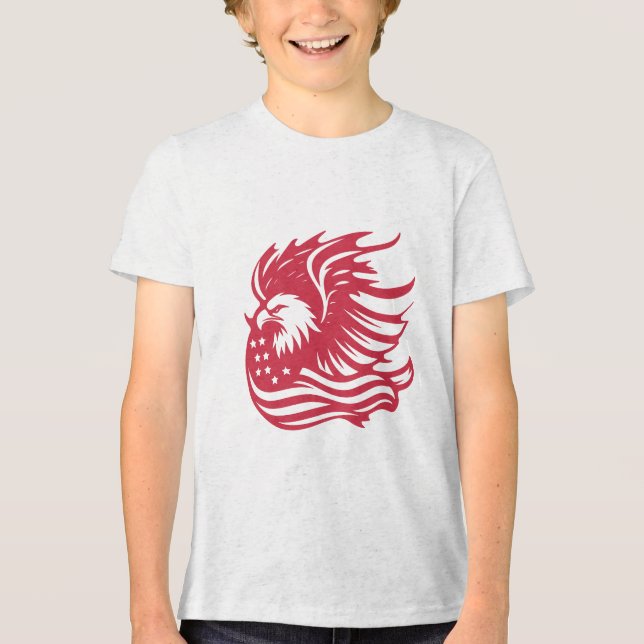 Atemberaubendes Patriotic Eagle Digital Artwork Tri-Blend Shirt (Vorderseite)