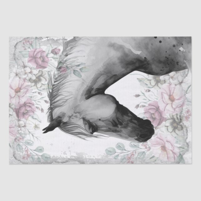 Atemberaubendes Pferdeapfel Graue Flora Seidenpapier (Vorderseite)