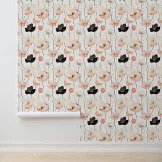 Atemberaubendes Pink-Schwarz-Blume-Wasserfarbmuste Tapete