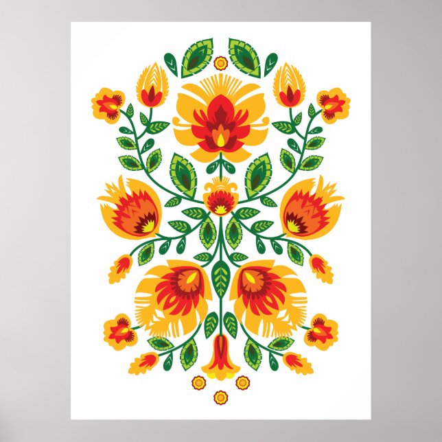 💛 🧡 ❤️ Atemberaubendes polnisches Folk Wycinanki Poster (Vorne)