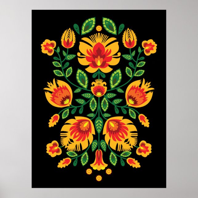 💛 🧡 ❤️ Atemberaubendes polnisches Folk Wycinanki Poster (Vorne)