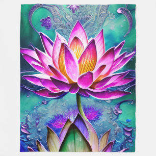 Atemberaubendes rosa Lotus Blume Portrait Fleecedecke