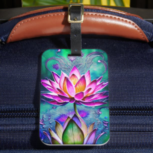 Atemberaubendes rosa Lotus Blume Portrait Gepäckanhänger