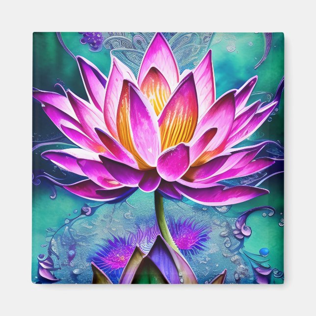 Atemberaubendes rosa Lotus Blume Portrait Magnet (Vorne)