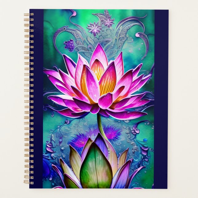 Atemberaubendes rosa Lotus Blume Portrait Planer (Vorderseite)