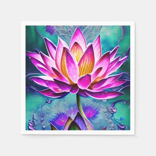 Atemberaubendes rosa Lotus Blume Portrait Serviette (Vorderseite)
