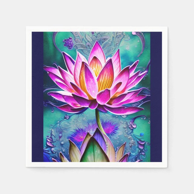 Atemberaubendes rosa Lotus Blume Portrait Serviette (Vorderseite)