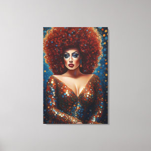 Atemberaubendes Rotes Bombshell Drag Queen Portrai Leinwanddruck