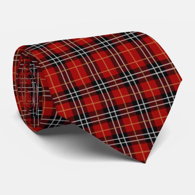 Atemberaubendes Rotes Schwarzes und Weißes Tartan  Krawatte (Gerollt)