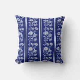 Atemberaubendes Royal Blue Floral chinesisches Mus Kissen