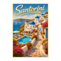 Atemberaubendes Santorini - Vintage-Reiseposter