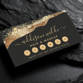 Atemberaubendes Schwarz-Gold-Glitzer-Trendskript Treuekarte