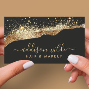 Atemberaubendes Schwarz-Gold-Glitzer-Trendskript Visitenkarte