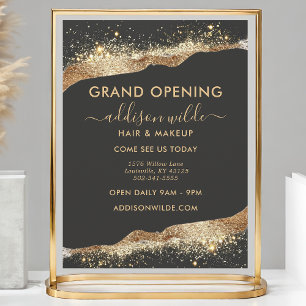 Atemberaubendes Schwarz und Gold Glitter Schrift B Flyer
