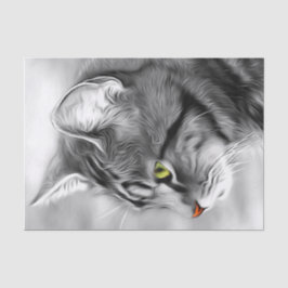 Atemberaubendes Schwarz-Weiß-Katzenkätzchen Dekoup Seidenpapier