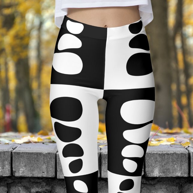 Atemberaubendes Schwarz-Weiß-Kies-Muster Leggings (Pebbles Black & White )