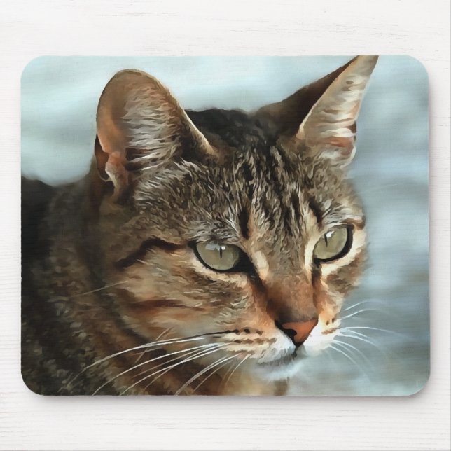 Atemberaubendes Tabby Cat Close Up Kunstportrait Mousepad (Vorne)