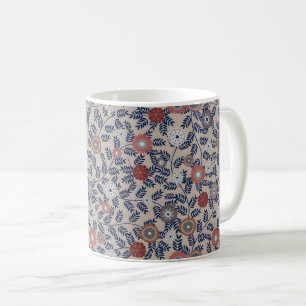 Atemberaubendes Teal- und Magenta-Blattmuster Kaffeetasse