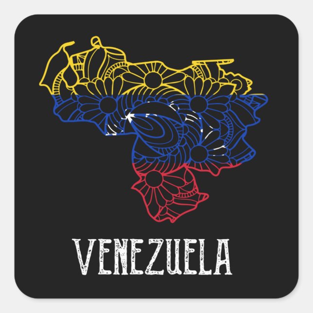 Atemberaubendes Venezuela Mandala Kunstfahne Quadratischer Aufkleber (Vorderseite)