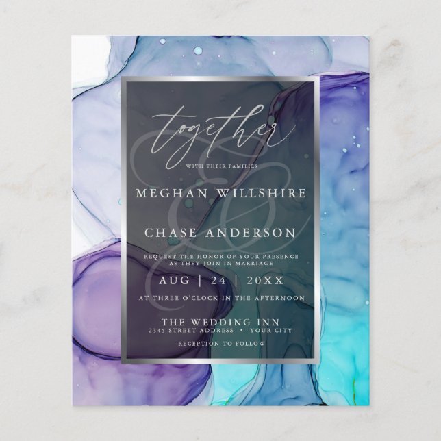 Atemberaubendes Violet Aqua Liquid Abstrakt Tinte  (Vorderseite)