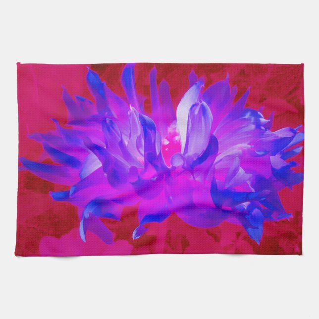 Atemberaubendes Violet Blau und Hot Pink Kaktus Da Geschirrtuch (Horizontal)