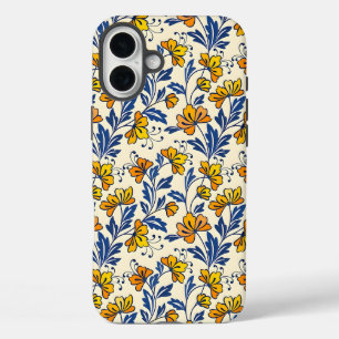 Atemberaundes nahtloses Muster aus Blumen und Blät iPhone 16 Plus Hülle