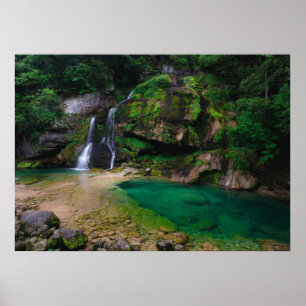 Atemberfallende Wasserfall Virje, Slowenien Poster