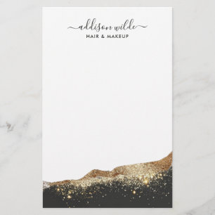 Atemberhaltendes Schwarz-Gold-Glitter-Trend-Script Briefpapier