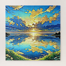 Atemberhauer Sonnenuntergang über dem Wasser