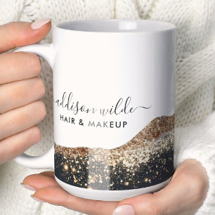 Atemberklemmendes Schwarz-Gold-Glitter-Script Gesc Kaffeetasse