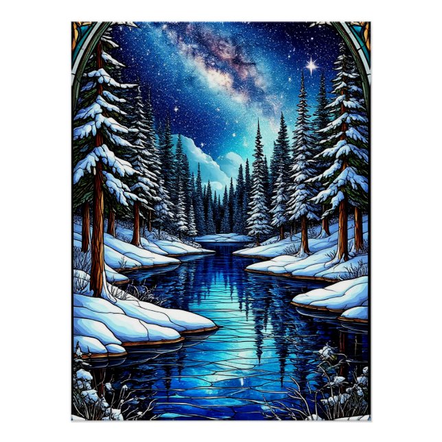 Atemberlandschaft im Winter mit Schnee Poster (Vorderseite)