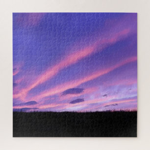 Atemberlandshaft abstrakt violetter Sonnenuntergan Puzzle