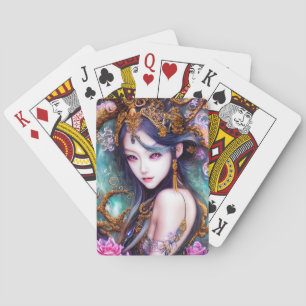 Atembermabendes japanisches Mädchen Gothic Fantasy Spielkarten
