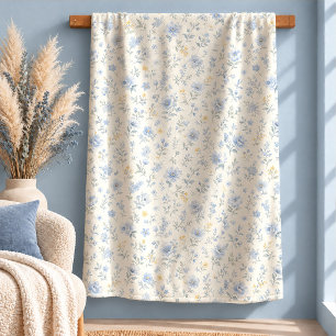 Atembermende Pastellblaue Wildblumen-Cottage-Decke Sherpadecke