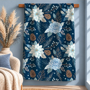 Atembermende staubblaue Winter-Blumen-Decke Sherpadecke