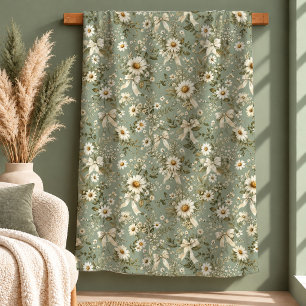 Atembermende Vintage Weiße Daisy Sage Home-Decke Sherpadecke