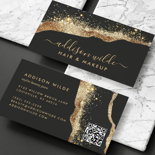 Atemberminder Schwarzer und Goldener Glitter-Scrip Visitenkarte