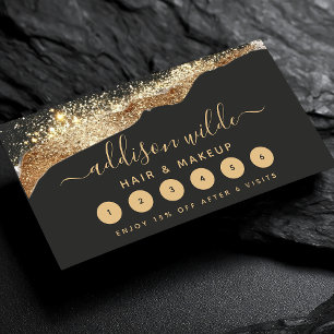 Atembernd Schwarz und Gold Glitter Trendige Schrif Treuekarte