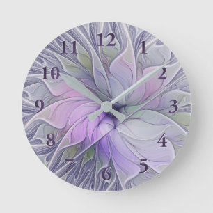Atembernde Schönheit Moderne Abstrakte Fractal Kun Runde Wanduhr