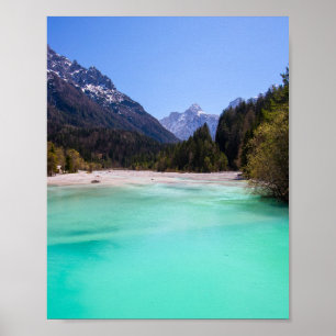 Atemberndes türkis Wasser in Kranjska Gora, Slowen Poster