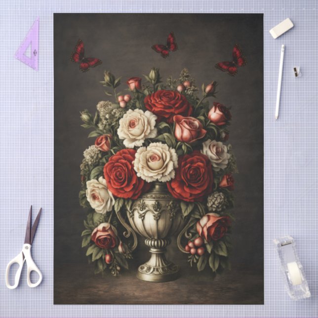 Atemberollend Rustikale Elegante Florale Möbel-Dec Seidenpapier (Basteln)