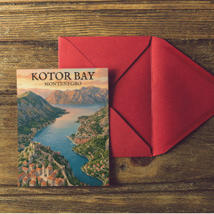 Atemberrande Kotor-Bucht Montenegro Vintage-Reise Postkarte