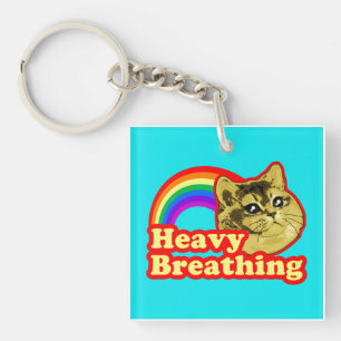 Atemerkatze mit Rainbow-Liebe Schlüsselanhänger