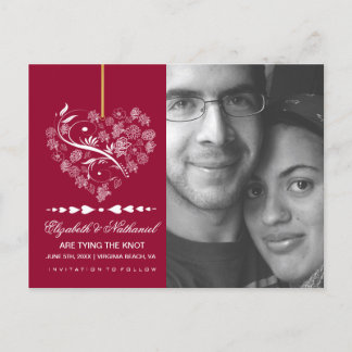 Atemlos SAVE THE DATE Postcard-Cranberry Ankündigungspostkarte